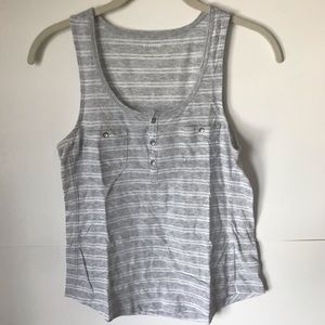 Express Gray & White Striped Tank Top - 1020